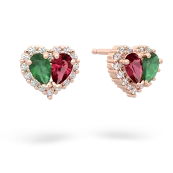Emerald Halo 14K Rose Gold earrings E7008