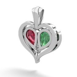 Emerald Two Become One 14K White Gold pendant P5330