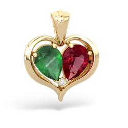 Emerald Two Become One 14K Yellow Gold pendant P5330