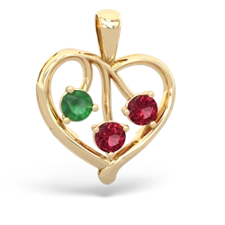 Emerald Glowing Heart 14K Yellow Gold pendant P2233