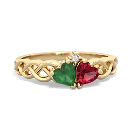 Emerald Heart To Heart Braid 14K Yellow Gold ring R5870