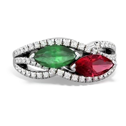 Emerald Diamond Rivers 14K White Gold ring R3070