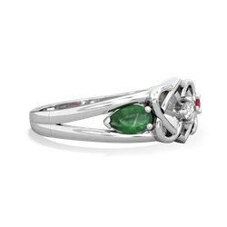 Emerald Hearts Intertwined 14K White Gold ring R5880