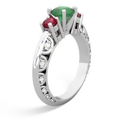 Emerald Art Deco Eternal Embrace Engagement 14K White Gold ring C2003