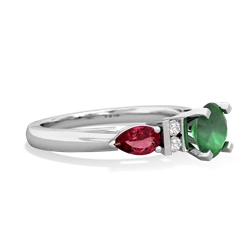 Emerald 6Mm Round Eternal Embrace Engagement 14K White Gold ring R2005