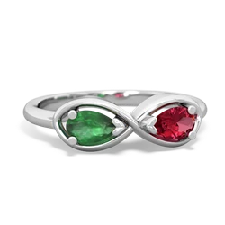 Emerald Infinity 14K White Gold ring R5050