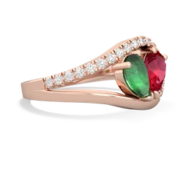 Emerald Nestled Heart Keepsake 14K Rose Gold ring R5650