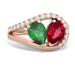 Emerald Nestled Heart Keepsake 14K Rose Gold ring R5650