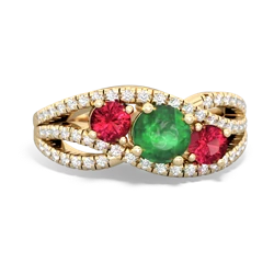 Emerald Three Stone Aurora 14K Yellow Gold ring R3080