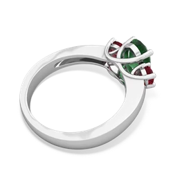 Emerald Three Stone Oval Trellis 14K White Gold ring R4024