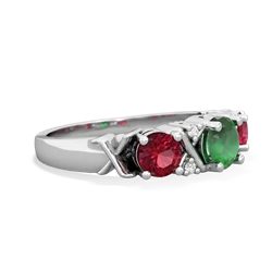 Emerald Hugs And Kisses 14K White Gold ring R5016