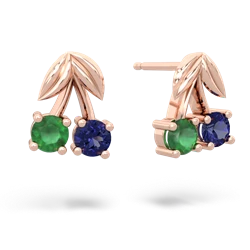 Emerald Sweet Cherries 14K Rose Gold earrings E7001