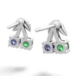 Emerald Sweet Cherries 14K White Gold earrings E7001