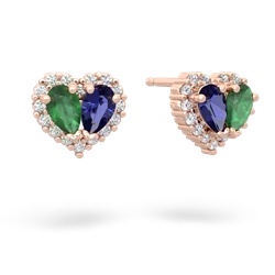 Emerald Halo 14K Rose Gold earrings E7008