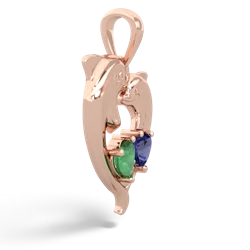 Emerald Dolphin Heart 14K Rose Gold pendant P5820