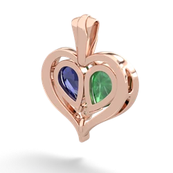 Emerald Two Become One 14K Rose Gold pendant P5330