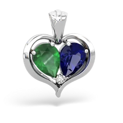 Emerald Two Become One 14K White Gold pendant P5330