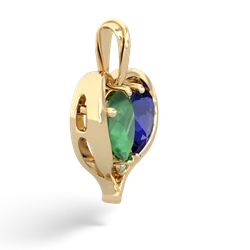 Emerald Two Become One 14K Yellow Gold pendant P5330