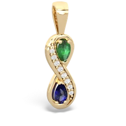 Emerald Diamond Infinity 14K Yellow Gold pendant P5390