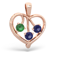 Emerald Glowing Heart 14K Rose Gold pendant P2233