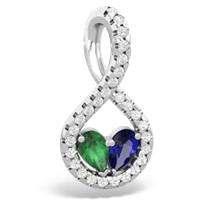 Emerald Pave Twist 'One Heart' 14K White Gold pendant P5360