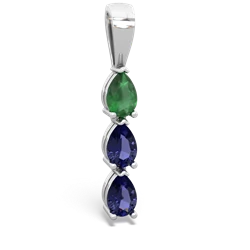 Emerald Dew Drops 14K White Gold pendant P2251