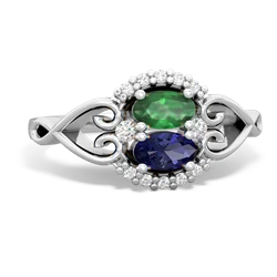 Emerald Love Nest 14K White Gold ring R5860