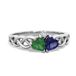 Emerald Heart To Heart Braid 14K White Gold ring R5870