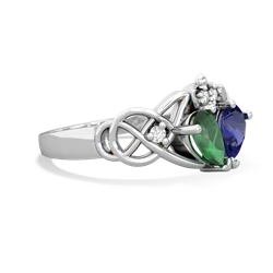 Emerald 'One Heart' Celtic Knot Claddagh 14K White Gold ring R5322