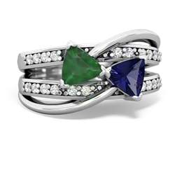 Emerald Bowtie 14K White Gold ring R2360