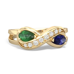 Emerald Diamond Infinity 14K Yellow Gold ring R5390