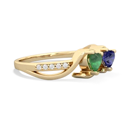 Emerald Side By Side 14K Yellow Gold ring R3090