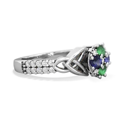 Emerald Celtic Knot Cluster Engagement 14K White Gold ring R26443RD