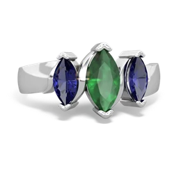 Emerald Three Peeks 14K White Gold ring R2433