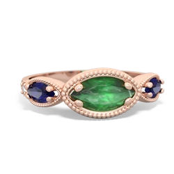 Emerald Milgrain Marquise 14K Rose Gold ring R5700