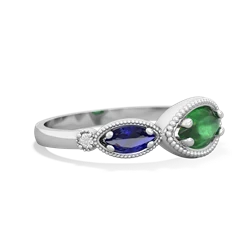 Emerald Milgrain Marquise 14K White Gold ring R5700