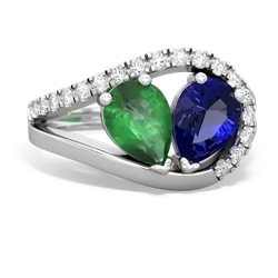 Emerald Nestled Heart Keepsake 14K White Gold ring R5650