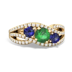 Emerald Three Stone Aurora 14K Yellow Gold ring R3080