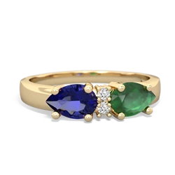 Emerald Pear Bowtie 14K Yellow Gold ring R0865