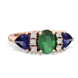 Emerald Antique Style Three Stone 14K Rose Gold ring R2186