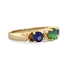 Emerald Hugs And Kisses 14K Yellow Gold ring R5016