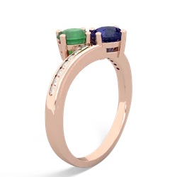 Emerald Channel Set Two Stone 14K Rose Gold ring R5303