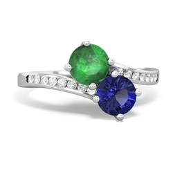 Emerald Channel Set Two Stone 14K White Gold ring R5303