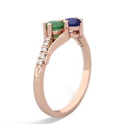 Emerald Infinity Pave Two Stone 14K Rose Gold ring R5285