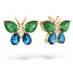 Emerald Butterfly 14K Yellow Gold earrings E2215