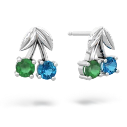 Emerald Sweet Cherries 14K White Gold earrings E7001