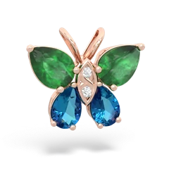 Emerald Butterfly 14K Rose Gold pendant P2215