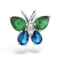 Emerald Butterfly 14K White Gold pendant P2215