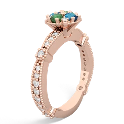 Emerald Sparkling Tiara Cluster 14K Rose Gold ring R26293RD