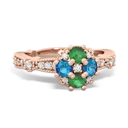 Emerald Sparkling Tiara Cluster 14K Rose Gold ring R26293RD